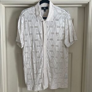 Banana Republic Open Weave Short Sleeve Button Down Mens M